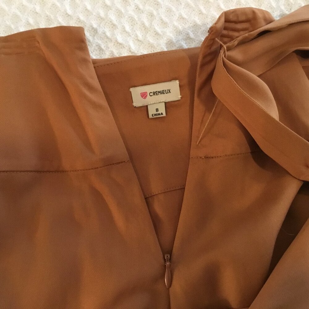 Cremieux Sierra Brown Tencel Midi Skirt Fabric Tie Size 8 - Picture 3 of 8